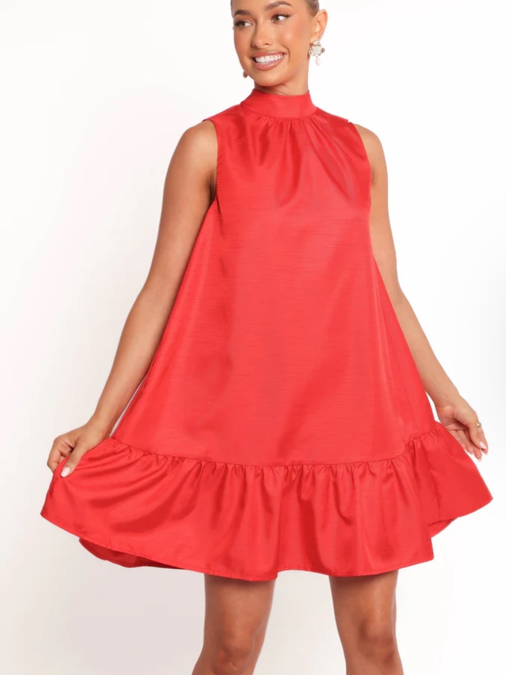 Petal & Pup Red Sleeveless Tiered Mini Dress
